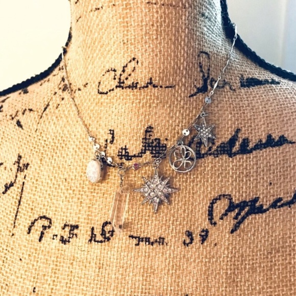 Celestial Charm Necklace Sterling Silver Plated Handmade in USA Adjustable - Picture 1 of 4